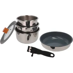 Berger BlueOak Edelstahl Topfset 6-tlg. mit Glasdeckel und Zangengriff