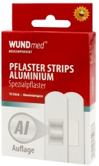 WUNDmed® Wundpflaster Strips Aluminium Spezialpflaster, Sterile Pflaster mit nicht haftender und atmungsaktiver Wundauflagen, 1 Packung = 10 Stück