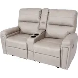 Mendler 2er Kinosessel HWC-K17, Relaxsessel Fernsehsessel Sofa, Nosagfederung Getränkehalter Fach ~ Stoff/Textil hellgrau