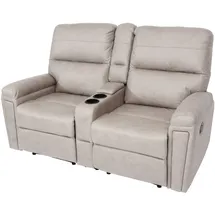 Mendler 2er Kinosessel HWC-K17, Relaxsessel Fernsehsessel Sofa, Nosagfederung Getränkehalter Fach ~ Stoff/Textil hellgrau