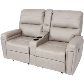 Mendler 2er Kinosessel HWC-K17, Relaxsessel Fernsehsessel Sofa, Nosagfederung Getränkehalter Fach ~ Stoff/Textil hellgrau