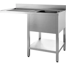 CombiSteel Spültisch 1 Becken rechts mit 1⁄2 Grundboden Edelstahl 1400x700x850mm