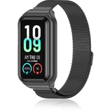 ZoRoll Armband Kompatibel mit Amazfit Band 7, Edelstahl Ersatzarmband Mesh Metall Uhrenarmband, Magnetisch Verstellbarer Ersatzband Kompatibel mit Amazfit Band 7 - Schwarz