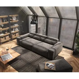 DeLife Big-Sofa Sirpio XL Mikrofaser Khakibraun mit Hocker,