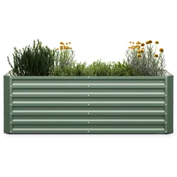 Blumfeldt High Grow Straight Hochbeet 180x60x90cm Stahl-Wellblech einfacher Aufbau rost- und frostsicherDunkles Moosgrün