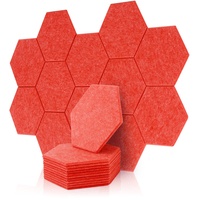 Rdutuok 12 Stück Akustik Panel,30x26x1cm Hexagon Akustik Absorber Schallschutzplatten Akustikpaneele Wand für Tonstudio, Büro,Studio und Wanddekoration (Rot)