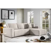 MEBLITO Ecksofa Big Sofa mit Schlaffunktion Bento L Form Couch Sofagarnitur Seite: Rechts Creme (Poso 100) - Beige