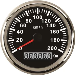 ELING Wasserdichter GPS-Tacho- Kilometerz Anzeige bis 200 km/h Auto Motorrad mit Hintergrundbeleuchtung 85mm 12V 24V