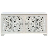 Home Affaire Sideboard Kenmare, Mangoholz, dekorative Schnitzereien, Breite 170 cm weiß