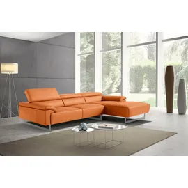 Egoitaliano Ecksofa "Malika, edel und bequem, Designsofa mit hochwertigen Bezügen, L-Form", orange, B:287cm H:94cm T:165cm, Leder »BULL« (echtes Rindsleder). Geschliffenes, pigmentiertes und behandeltes Rindsleder mit einer Dicke von 1, 3-1, 5 mm.