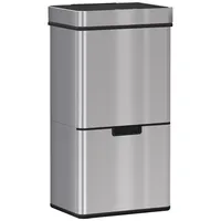 Novzep Mülleimer Mülleimer mit Sensor 47L + 2 x 12,5L Automatischer Abfalleimer silberfarben