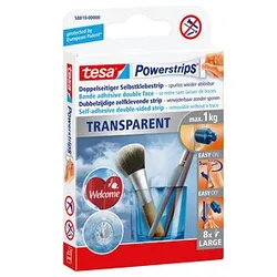 tesa Powerstrips TRANSPARENT Klebestreifen für max. 1,0 kg 2,0 x 5,0 cm, 8 St.