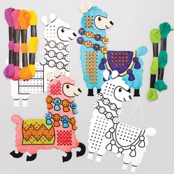 Kreuzstich-Bastelsets "Lama" zum Ausmalen (pro Set 5) Flecht und Weben Bastelsets