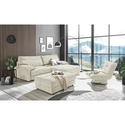 Ecksofa ED EXCITING DESIGN "Princeton L-Form", beige (creme), B:261cm H:95cm T:193cm, 100% Polyester, Sofas, frei im Raum stellbar
