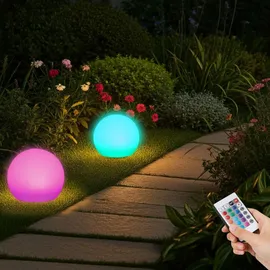casativo-lighting LED Leuchtkugel Ø 30 cm Solar mit Fernbedienung 60 lm IP67 RGBW