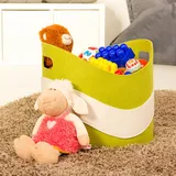 Großer Spielzeugkorb Feuerholzkorb Zeitungskorb Design Filzkorb Larry grün-weiß