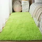 XUEDNGM Waschbarer Teppich Shaggy Teppich 80 x 250 cm Pflegeleicht Und Einfarbig, Weich Modern Unifarben Hochflor Waschbarer Teppich rutschfest Fellteppich für Wohnzimmer, Schlafzimmer, hellgrün