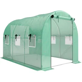 Outsunny Foliengewächshaus Kunststoff Grün 0,5 mm 6 m2