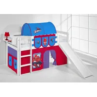 Lilokids Hochbett Spielbett Hochbett LILOKIDS JELLE mit Rutsche und Vorhang Spiderman (inkl. Leiter, Rutsche und Vorhängen)