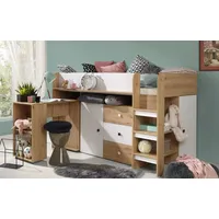 Hochbett ,Kinderbett SM 1, Hochbett mit Schreibtisch, kleine Schrank.Leiter/Treppe beide seitig montierbar