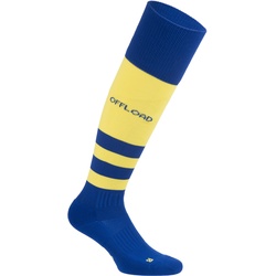 Rugby-Stutzenstrümpfe R500 hoch Erwachsene blau/gelb, blau|gelb, 48/50