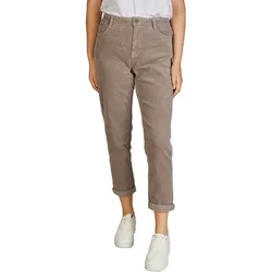 DENIMFY Cordhose Damen Mom Fit High Waist Gerades Bein Stretch DFLisa Hoher Bund Reißverschluss M