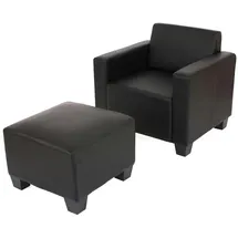 Mendler Modular Sessel Loungesessel mit Ottomane Lyon, Kunstleder ~ schwarz