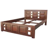 Massivmoebel24 Bett Akazie 140x200x90 nougat lackiert OXFORD #251 | 2 Jahre Gewährleistung | mind. 14 Tage Rückgaberecht - Braun