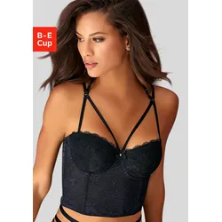 Corsage PETITE FLEUR GOLD, Damen, Gr. 90, Cup C, schwarz, Spitze, Netz, Obermaterial: 60% Polyamid, 35% Polyester, 5% Elasthan, sexy, Corsagen, mit Bügel und verführerischer Bänder-Optik, sexy Dessous, Reizwäsche