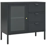 vidaXL Sideboard Anthrazit 75x35x70 cm Stahl und Hartglas