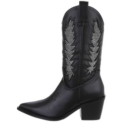 Ital-Design Damen Cowboyboots Western Westernstiefel Blockabsatz Western- & Bikerstiefel in Schwarz schwarz 41