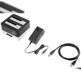 Renkforce RF-DOCKING-02 USB-A (USB 3.0) SATA 6 Gb/s 2 Port Festplatten-Kopierstation 2.5 Zoll, 3.5 Zoll mit Clone-Funktion