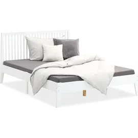 Homestyle4u Holzbett 140x200 Bettgestell Weiß Holz mit Lattenrost - Weiß
