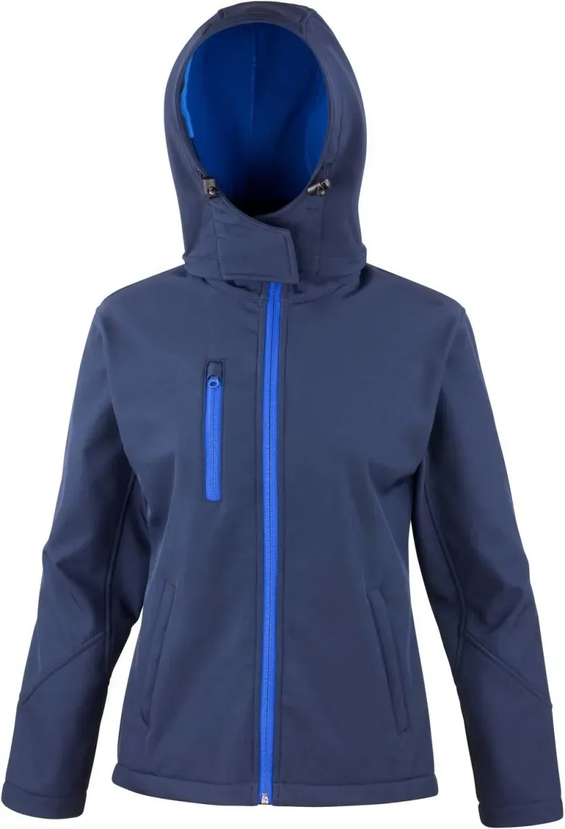 Result Damen 3-Lagen Softshell Kapuzenjacke Softshell-Jacke R230F navy/royal S