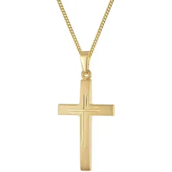 trendor 28592 Kreuz Gold 333 mit vergoldeter Silberkette, 60 cm