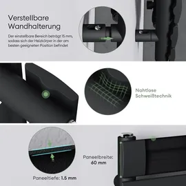 mai & mai Badheizkörper 600 x 1600 mm schwarz Mittelventil