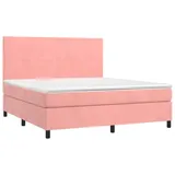 vidaXL Boxspringbett mit Matratze & LED Rosa 180x200 cm Samt