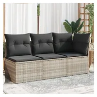 vidaXL Gartensofa 3-Sitzer Loungesofa hellgrau