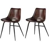 Massivmoebel24 Stuhl Echtleder 47x59x78 braun IRON LABEL #22, 2er Set