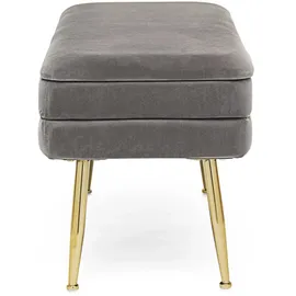 BIZZOTTO Bank Pavlina aus Samt, modern mit Stauraum, 80 cm, grau mit goldfarbenem Gestell