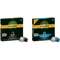 Jacobs Kaffeekapseln Espresso Ristretto, Intensität 12 von 12, 10 x 20 Getränke & Kaffeekapseln Lungo Decaffeinato- Intensität 6- 200 Nespresso kompatible Kapseln, 10er Pack, 10 x 20 Getränke