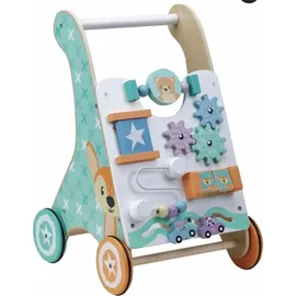 SUN BABY Lauflernwagen aus Holz für Babys ab 1 Jahr, Laufwagen, Holz-Walker, Holzwagen Gehhilfe für Kleinkind - Bunt