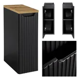 Lomadox Badschrank 20cm, In schwarz mit Eiche Newport-56-black