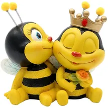 Dekohelden24 Dekofigur Bienenpaar sitzend, Gartendeko, Polyresin, Größe: L/B/H ca. 7 x 12 x 12 cm