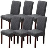 LANSHENG Stuhlhussen 6er Set, Stretch Stuhlhussen Schwingstühle, Abnehmbarer Waschbarer Stuhlbezug für Esszimmer, Küche, Hotel (6er Set, Grau)