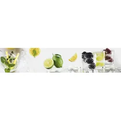 Küchenrückwand EXPRESS KÜCHEN "Cocktail", bunt (weiß, bunt), B:280cm H:55,9cm, Holzwerkstoff, Spritzschutzwände