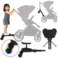 lionelo Buggy Board Universale Kinderwagen-Mitfahrbrett mit Sitz oder Stehoption, bis 25 kg, - Schwarz