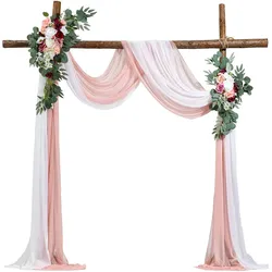 VEVOR Hochzeit Bogen Blumen Set Traubogen Deko mit 2x Blumen 2x Vorhänge Rosa
