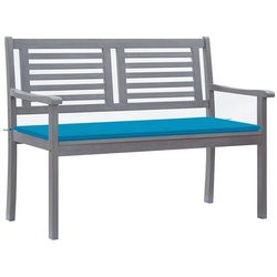 vidaXL Gartenbank 2-Sitzer-Gartenbank mit Auflage 120 cm Grau Eukalyptusholz (1-St) blau 120 cm x 60 cm