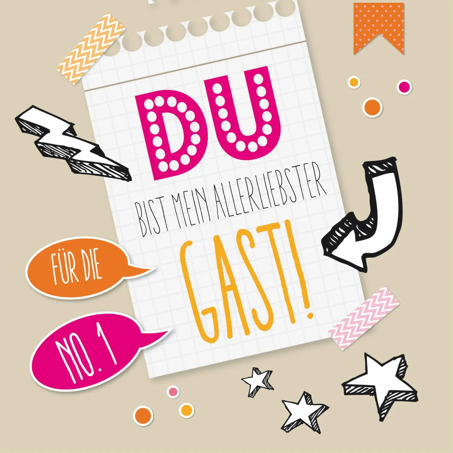 Motivservietten 3-lagig 33x33cm FSCR 'Du bist mein allerliebster Gast', 20 Stk.